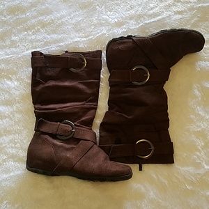 Brown suede boots